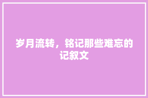 岁月流转，铭记那些难忘的记叙文