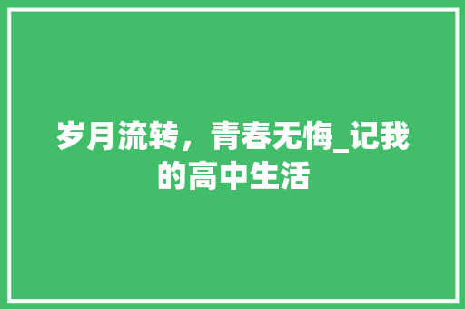 岁月流转，青春无悔_记我的高中生活