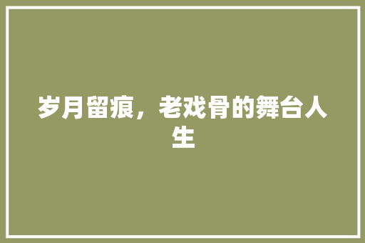 岁月留痕，老戏骨的舞台人生