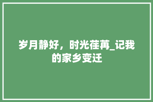 岁月静好，时光荏苒_记我的家乡变迁