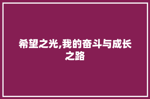 希望之光,我的奋斗与成长之路