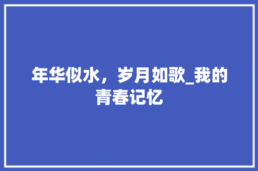 年华似水，岁月如歌_我的青春记忆