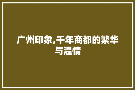 广州印象,千年商都的繁华与温情