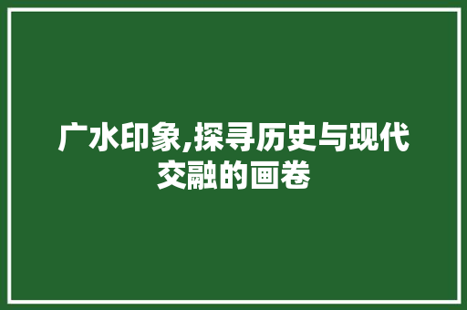 广水印象,探寻历史与现代交融的画卷