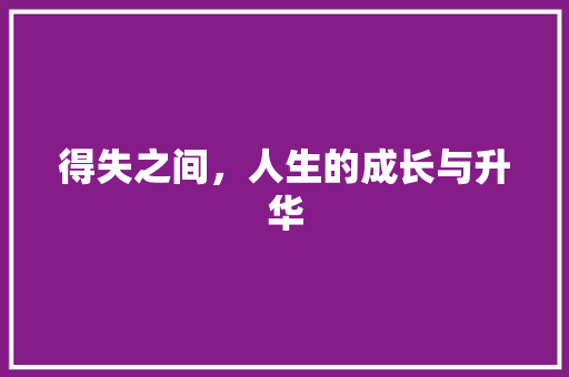 得失之间，人生的成长与升华