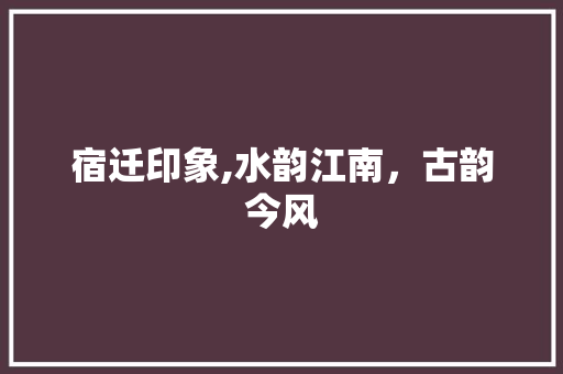 宿迁印象,水韵江南，古韵今风