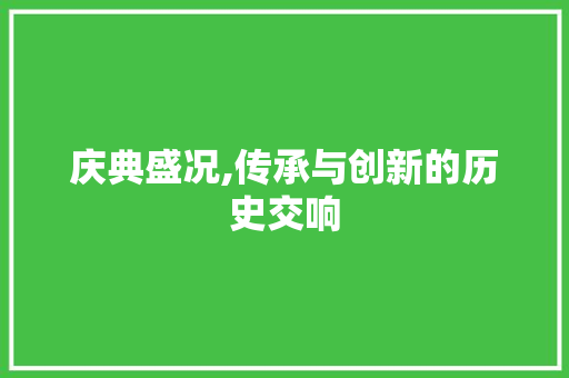 庆典盛况,传承与创新的历史交响