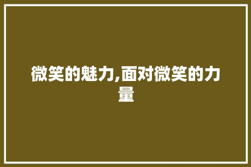 微笑的魅力,面对微笑的力量