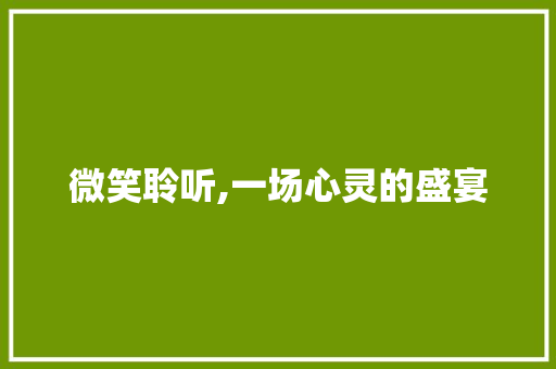 微笑聆听,一场心灵的盛宴