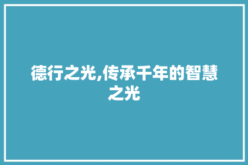 德行之光,传承千年的智慧之光 工作总结范文