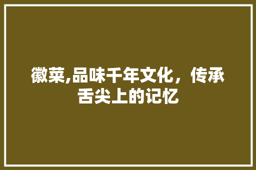 徽菜,品味千年文化，传承舌尖上的记忆 综述范文