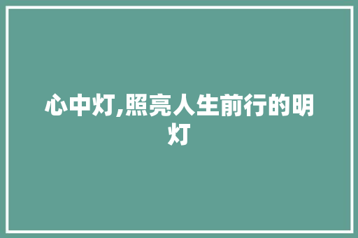 心中灯,照亮人生前行的明灯