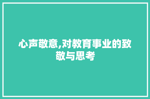 心声敬意,对教育事业的致敬与思考