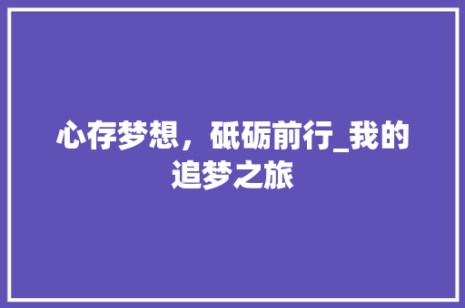 心存梦想，砥砺前行_我的追梦之旅 学术范文