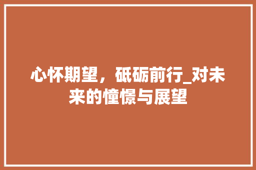 心怀期望，砥砺前行_对未来的憧憬与展望