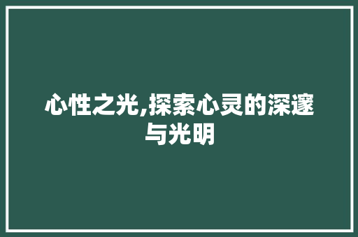 心性之光,探索心灵的深邃与光明