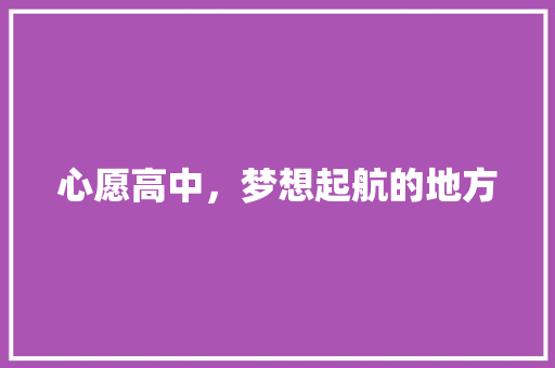 心愿高中，梦想起航的地方