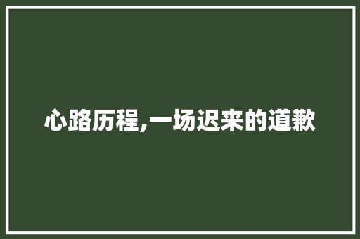 心路历程,一场迟来的道歉