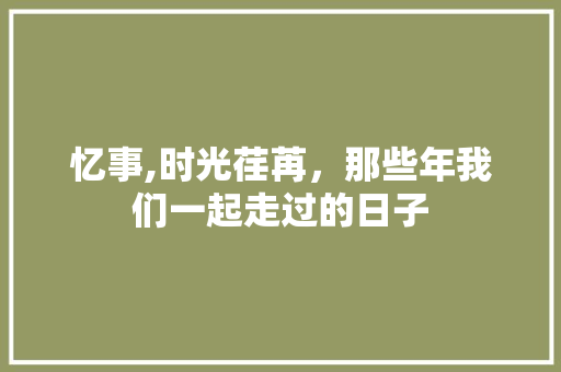 忆事,时光荏苒，那些年我们一起走过的日子