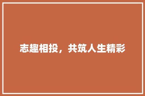 志趣相投，共筑人生精彩 书信范文