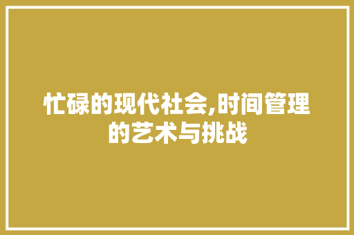 忙碌的现代社会,时间管理的艺术与挑战