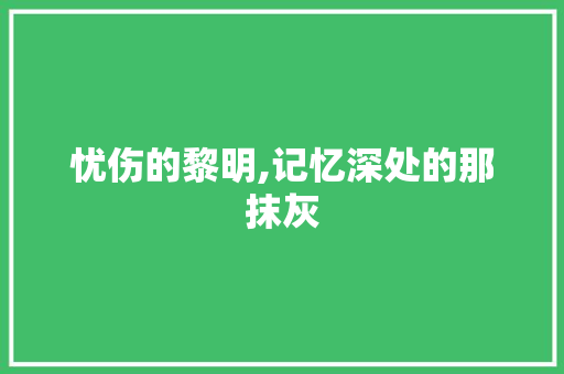 忧伤的黎明,记忆深处的那抹灰