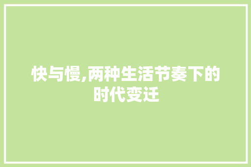 快与慢,两种生活节奏下的时代变迁