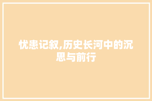 忧患记叙,历史长河中的沉思与前行