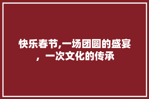 快乐春节,一场团圆的盛宴，一次文化的传承