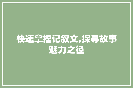 快速拿捏记叙文,探寻故事魅力之径