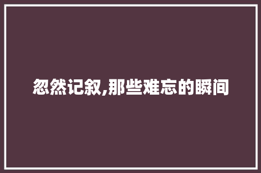 忽然记叙,那些难忘的瞬间