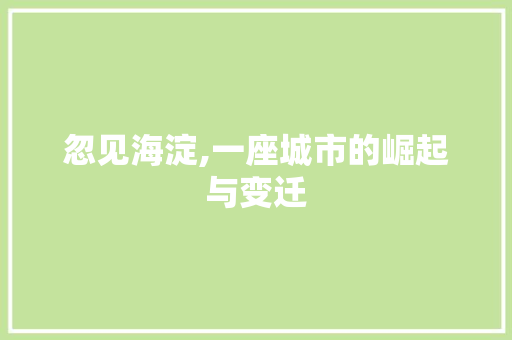 忽见海淀,一座城市的崛起与变迁