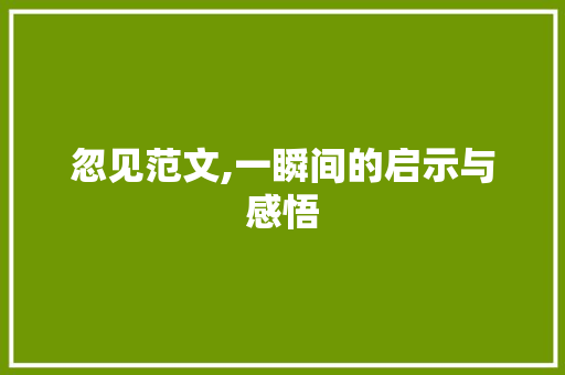 忽见范文,一瞬间的启示与感悟