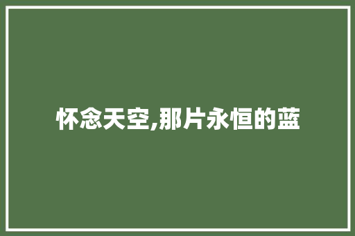 怀念天空,那片永恒的蓝