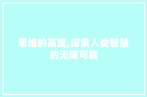 思维的高度,探索人类智慧的无限可能