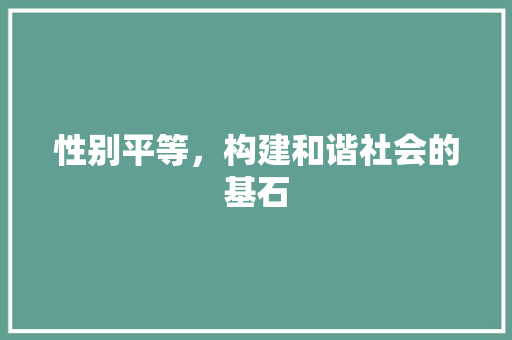 性别平等，构建和谐社会的基石