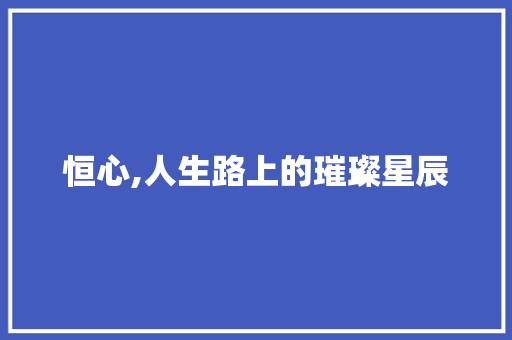 恒心,人生路上的璀璨星辰