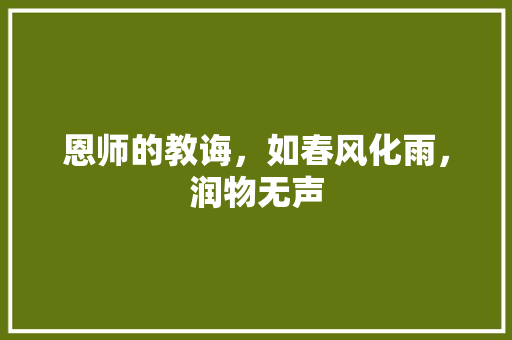 恩师的教诲，如春风化雨，润物无声