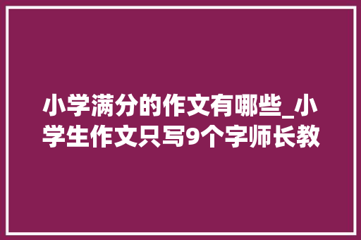 小学满分的作文有哪些_小学生作文只写9个字师长教师却给满分网友看过直呼太有才 综述范文