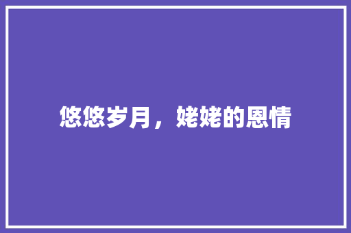 悠悠岁月，姥姥的恩情