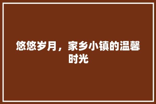 悠悠岁月，家乡小镇的温馨时光