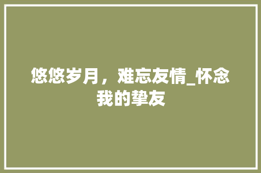 悠悠岁月，难忘友情_怀念我的挚友