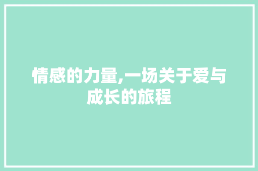 情感的力量,一场关于爱与成长的旅程