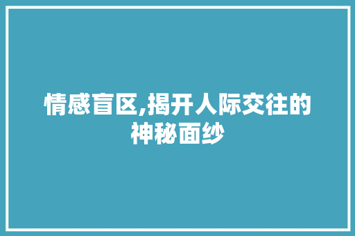 情感盲区,揭开人际交往的神秘面纱