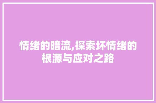 情绪的暗流,探索坏情绪的根源与应对之路