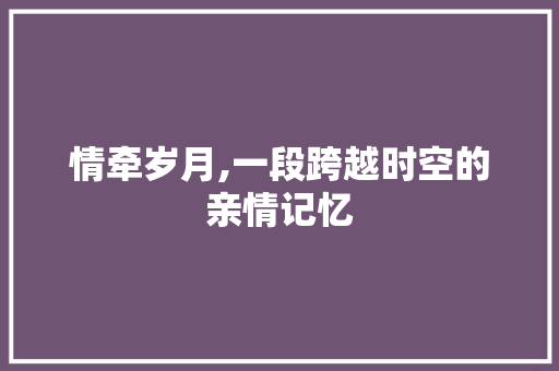 情牵岁月,一段跨越时空的亲情记忆