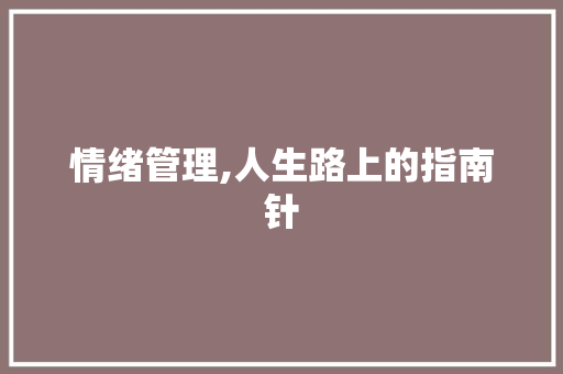 情绪管理,人生路上的指南针