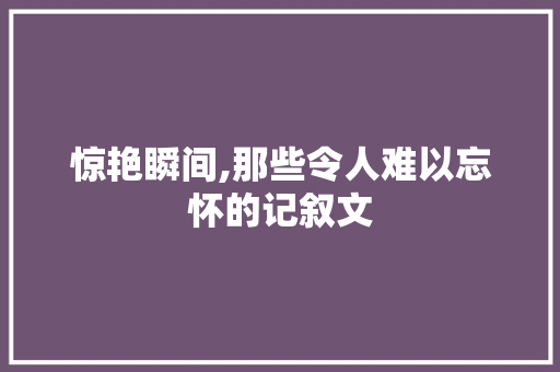 惊艳瞬间,那些令人难以忘怀的记叙文