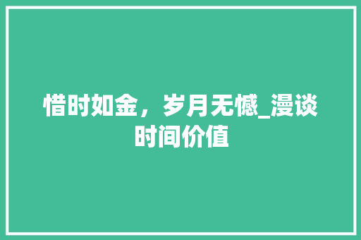 惜时如金，岁月无憾_漫谈时间价值