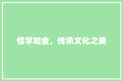 惜字如金，传承文化之美